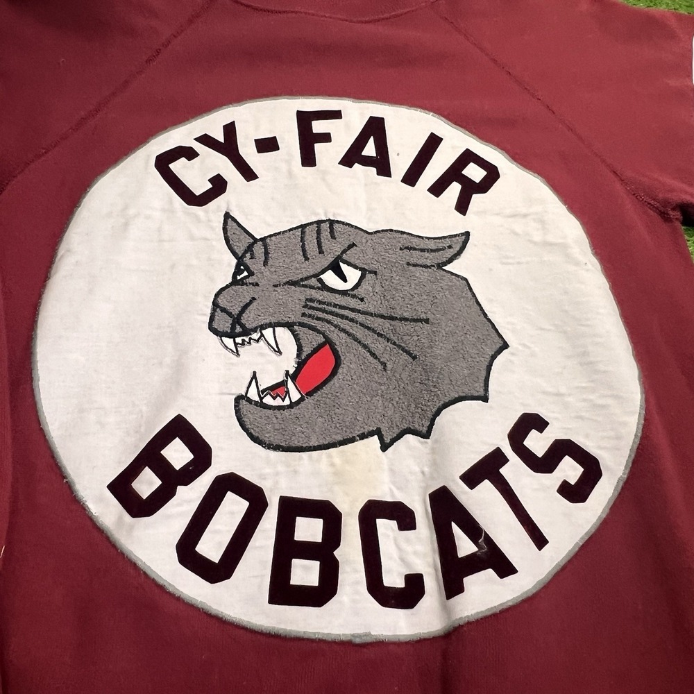 Vintage 80s Hanes Sweatshirt SM Cypress Texas Cy-Fair Bobcats Crewneck BFND - Picture 2 of 7